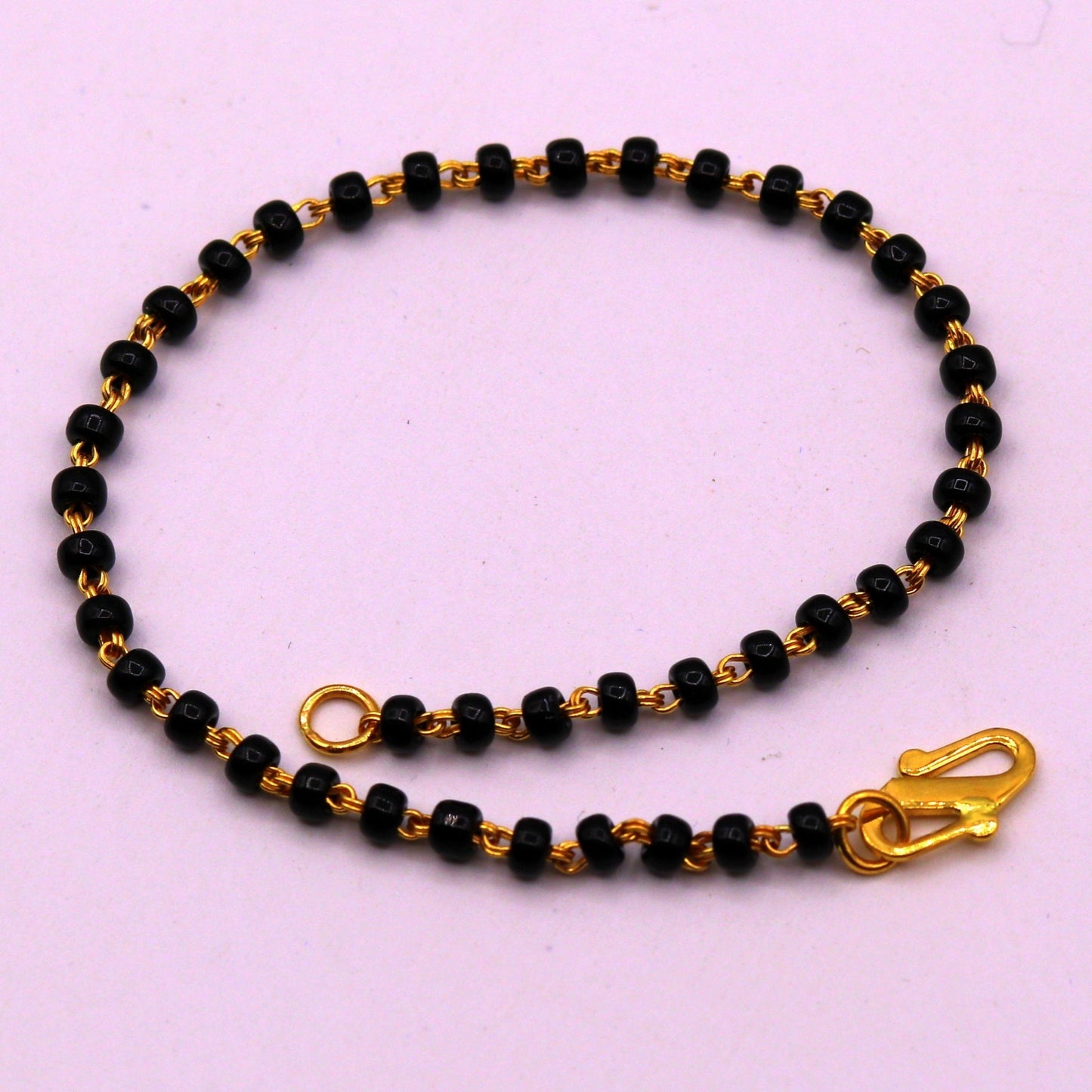 22kt yellow gold handmade fabulous black beads chain bracelet,gorgeous beads bracelet for gifting light weight jewelry - TRIBAL ORNAMENTS