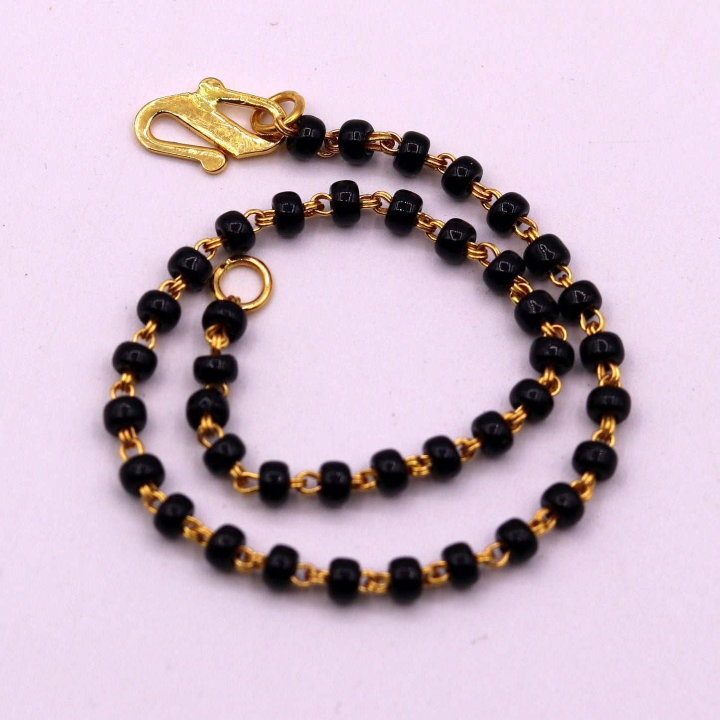 22kt yellow gold handmade fabulous black beads chain bracelet,gorgeous beads bracelet for gifting light weight jewelry - TRIBAL ORNAMENTS