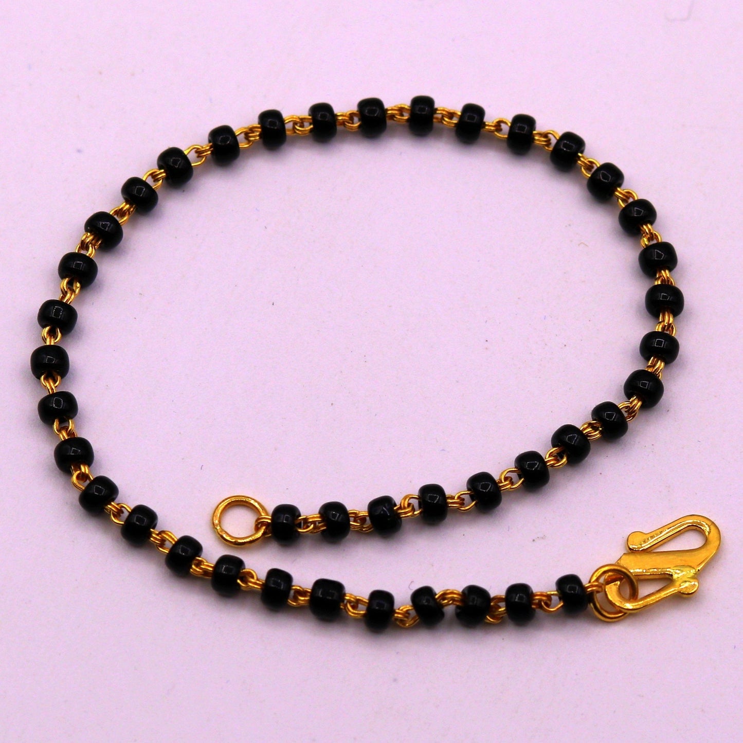 22kt yellow gold handmade fabulous black beads chain bracelet,gorgeous beads bracelet for gifting light weight jewelry - TRIBAL ORNAMENTS