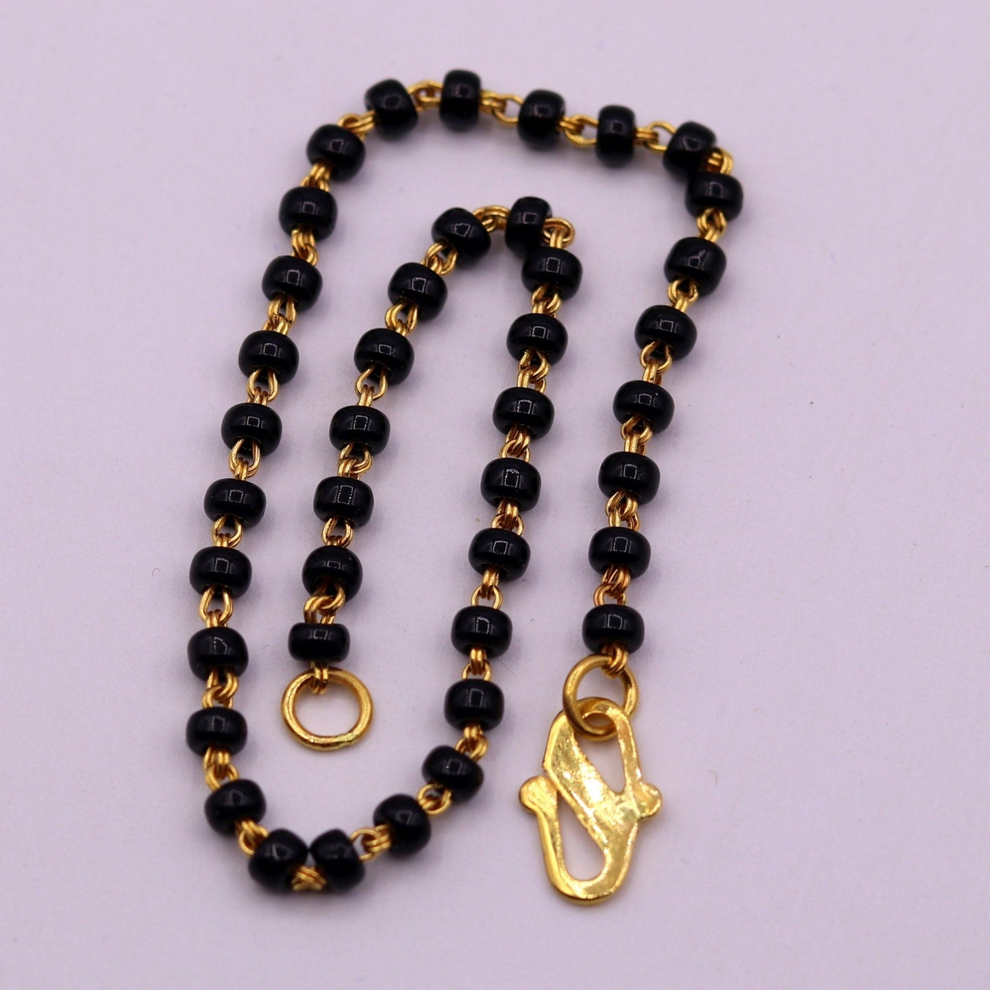 22kt yellow gold handmade fabulous black beads chain bracelet,gorgeous beads bracelet for gifting light weight jewelry - TRIBAL ORNAMENTS