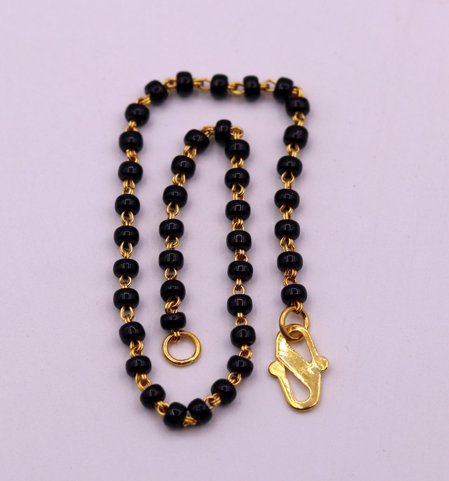 22kt yellow gold handmade fabulous black beads chain bracelet,gorgeous beads bracelet for gifting light weight jewelry - TRIBAL ORNAMENTS