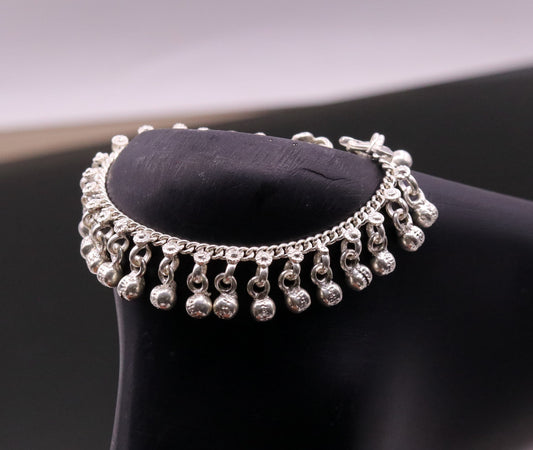 6" long Vintage design sterling silver handmade amazing noisy hanging drops bells baby anklet, baby ankle bracelet, charm bracelet ank153 - TRIBAL ORNAMENTS