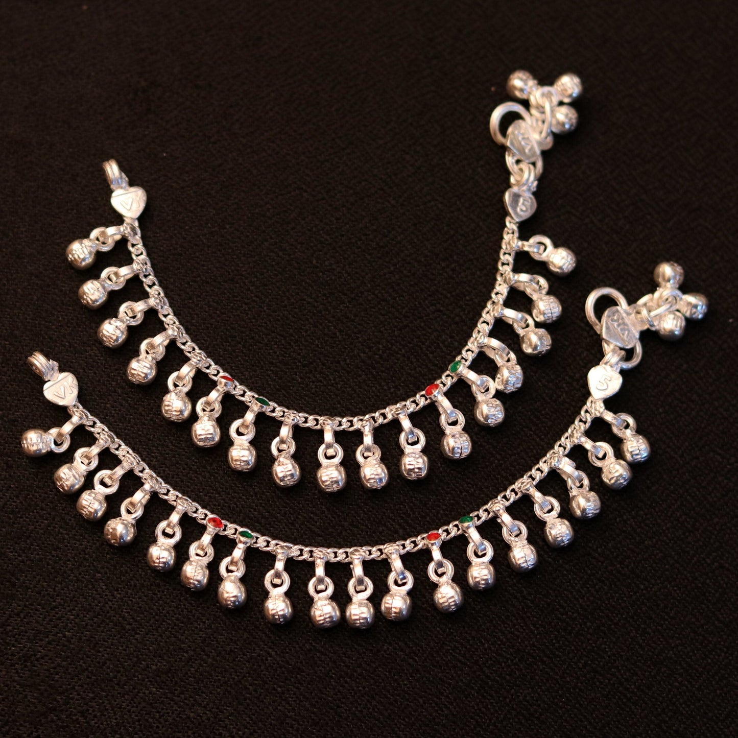 6.0" long Sterling silver handmade amazing silver ankle bracelet baby anklet noisy sound charm customized anklet personalized gifting ank150 - TRIBAL ORNAMENTS