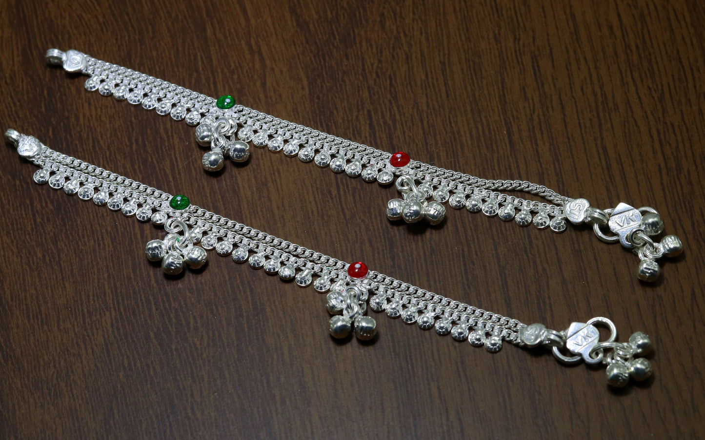 5.5" Handmade sterling silver baby kids anklet jewelry noisy sound bells charm anklets jewelry belly dance gifting kids India ank199 - TRIBAL ORNAMENTS