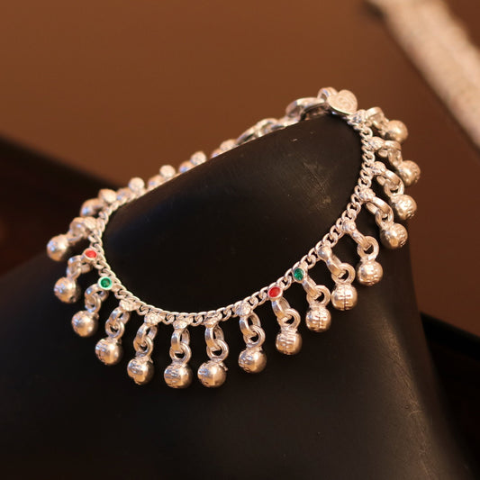 6.0" long Sterling silver handmade amazing silver ankle bracelet baby anklet noisy sound charm customized anklet personalized gifting ank150 - TRIBAL ORNAMENTS