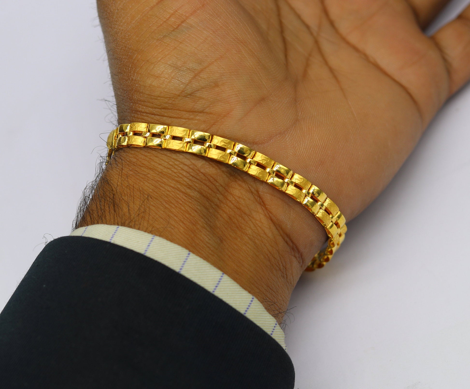 8"/8.5"/9" 22kt yellow gold custom unique stylish design fabulous flexible bracelet, best gift unisex personalized gold fancy jewelry br43 - TRIBAL ORNAMENTS