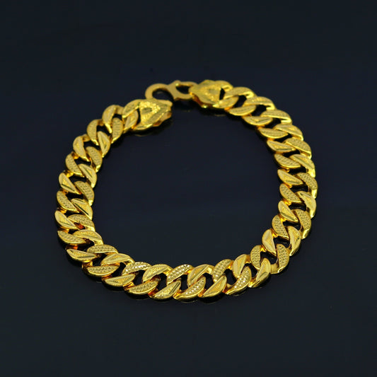 8"/8.5"/9" 22kt yellow gold custom stylish design fabulous flexible link bracelet, best gift unisex personalized gold fancy jewelry br44 - TRIBAL ORNAMENTS
