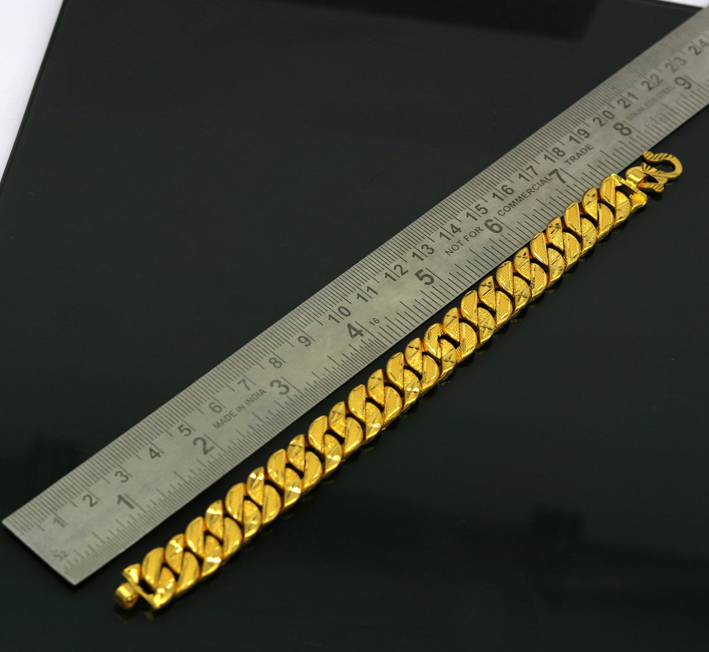 8"/8.5"/9" 22kt yellow gold custom made stylish design fabulous flexible bracelet, best gift unisex personalized gold fancy jewelry br47 - TRIBAL ORNAMENTS
