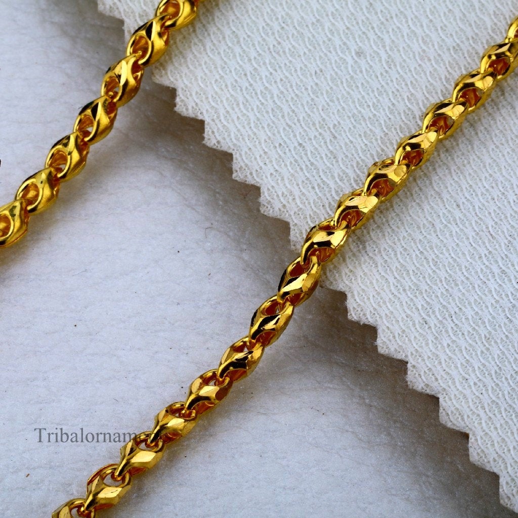 20" 22" or 24" all size custom made 22kt yellow gold handmade chain necklace, gorgeous casual Choco chain best men's jewelry india chn13 - TRIBAL ORNAMENTS
