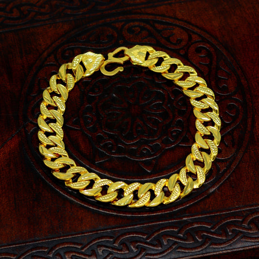 8"/8.5"/9" 22kt yellow gold custom stylish design fabulous flexible link bracelet, best gift unisex personalized gold fancy jewelry br44 - TRIBAL ORNAMENTS
