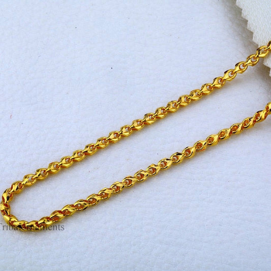 20" 22" or 24" all size custom made 22kt yellow gold handmade chain necklace, gorgeous casual Choco chain best men's jewelry india chn13 - TRIBAL ORNAMENTS
