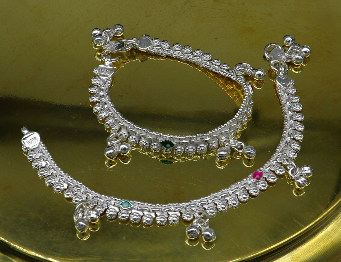 6" long Sterling silver handmade customized baby anklets, Best gifting baby anklets kids jewelry, new fancy jingling ankle bracelet ank265 - TRIBAL ORNAMENTS