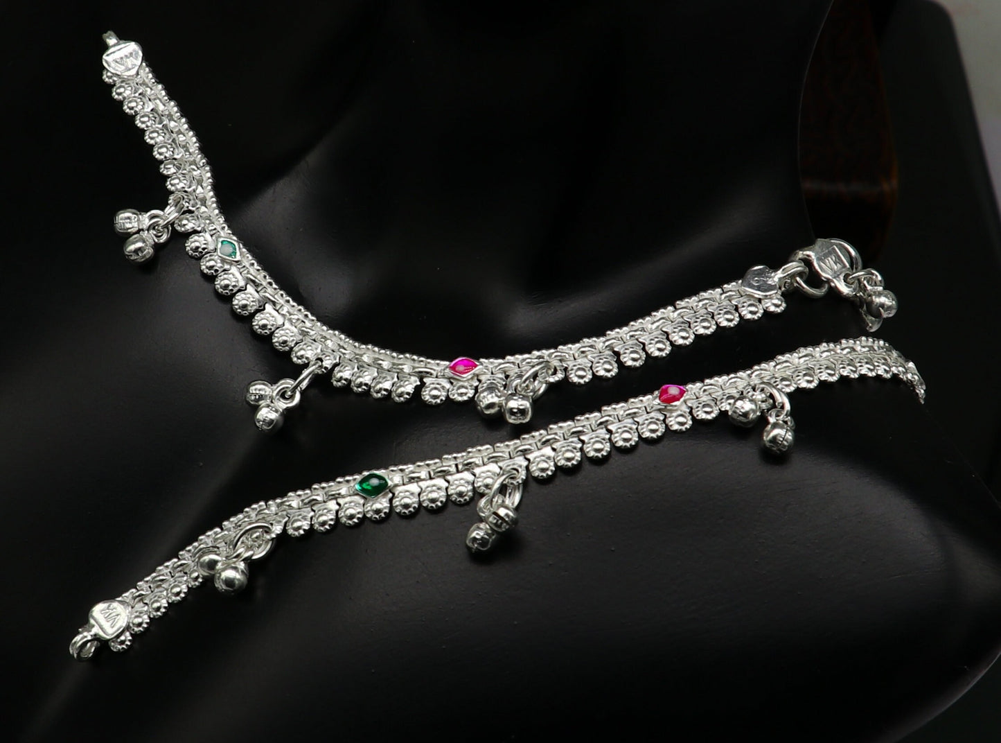 6" long Sterling silver handmade customized baby anklets, Best gifting baby anklets kids jewelry, new fancy jingling ankle bracelet ank265 - TRIBAL ORNAMENTS