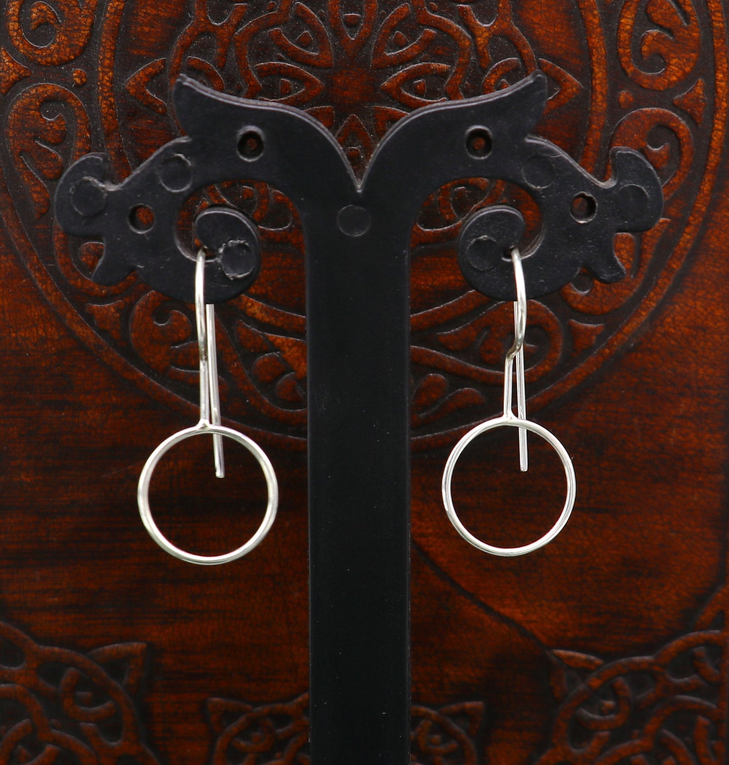 Fabulous 925 sterling silver shiny circle hoops earring, excellent brides collection, best gifting to her earrings from India ear708 - TRIBAL ORNAMENTS