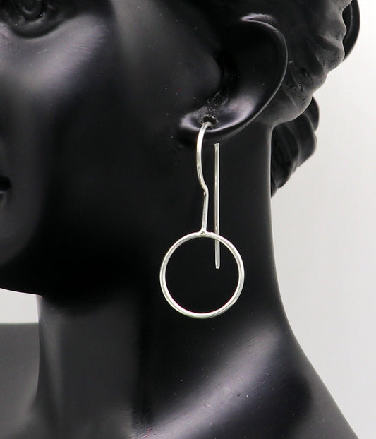 Fabulous 925 sterling silver shiny circle hoops earring, excellent brides collection, best gifting to her earrings from India ear708 - TRIBAL ORNAMENTS