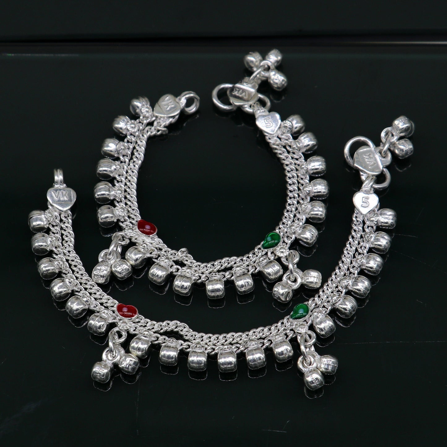 5 inches long customized anklets for new born baby anklets, best unisex kids foot bracelet charm anklets bracelet from India ank283 - TRIBAL ORNAMENTS