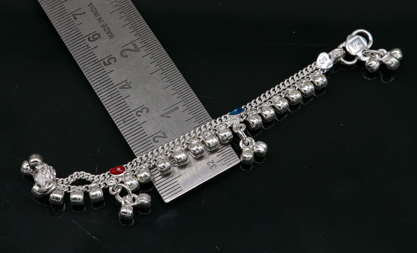 5" inches long customized anklets for new born baby anklets, best unisex kids foot bracelet charm anklets bracelet from India ank285 - TRIBAL ORNAMENTS