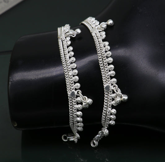 5.5" fancy style handmade customized design stylish new born baby anklets, solid sterling silver kids ankle bracelet gifting jewelry ank314 - TRIBAL ORNAMENTS