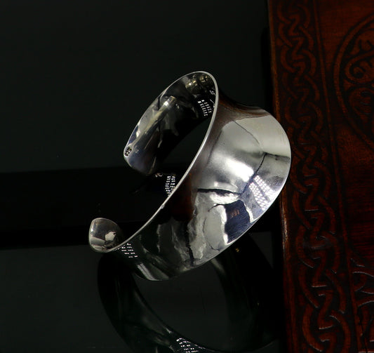 925 pure sterling silver bright stylish curved adjustable bangle bracelet, cuff bracelet best brides made wedding gifting jewelry cuff21 - TRIBAL ORNAMENTS