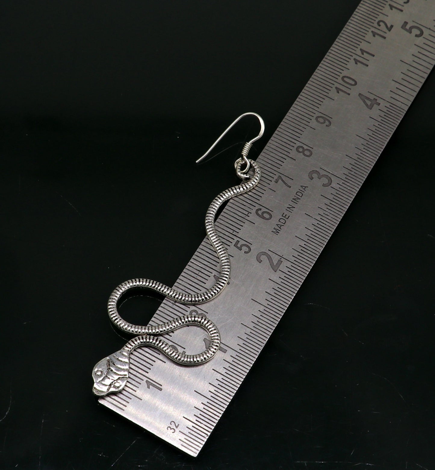 Pure 925 sterling silver handmade snake design hoop earring, excellent designer unique stylish vintage antique earring brides jewelry ear604 - TRIBAL ORNAMENTS