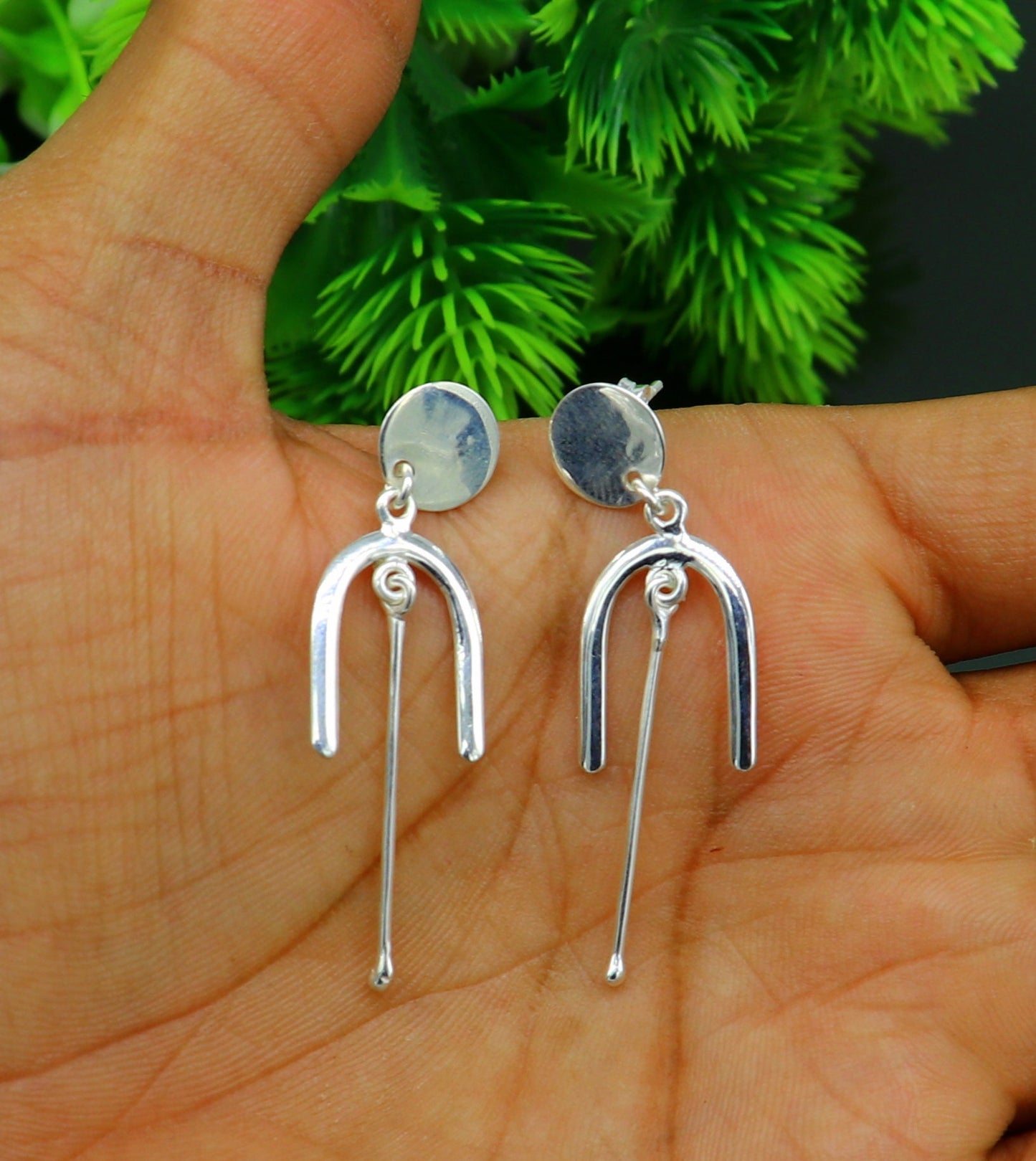 925 sterling silver flower stud earring, excellent fancy drop dangle elegant dainty light weight earrings best gifting ear696 - TRIBAL ORNAMENTS