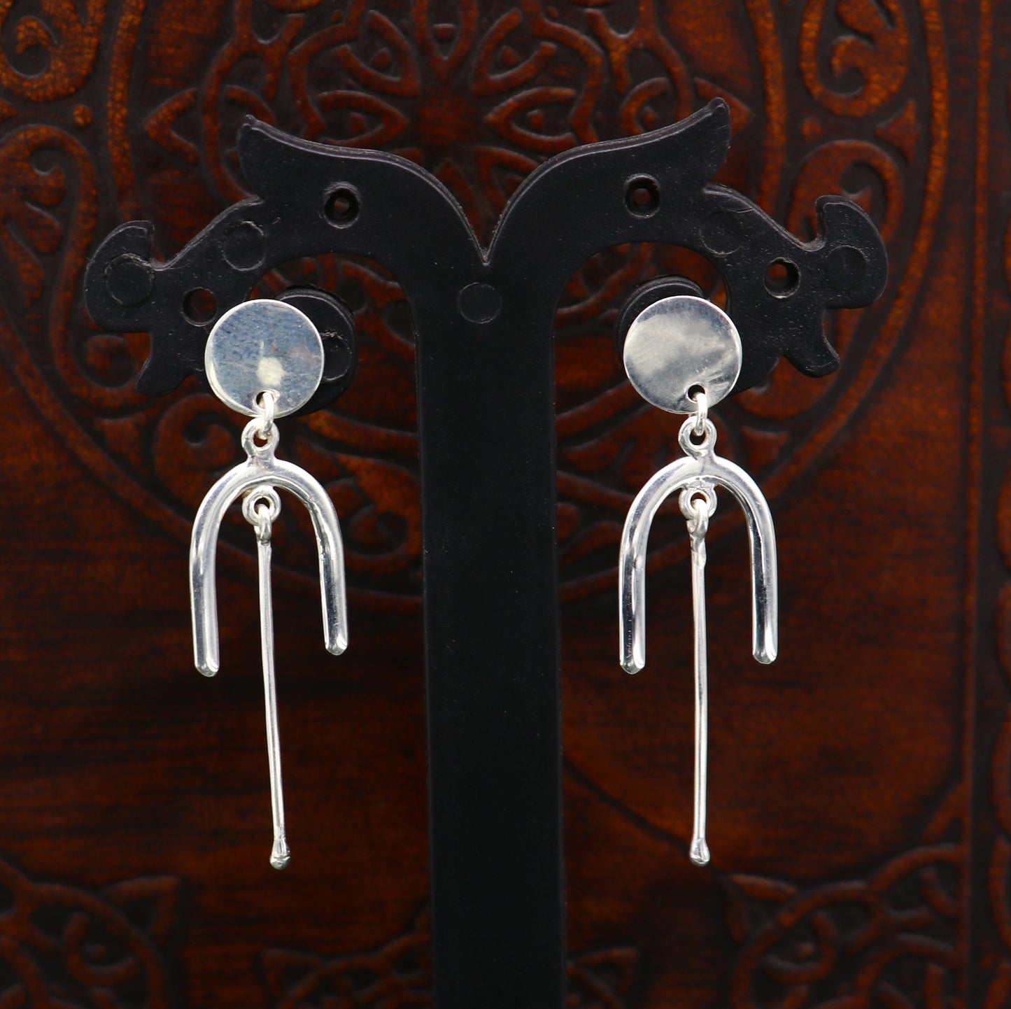 925 sterling silver flower stud earring, excellent fancy drop dangle elegant dainty light weight earrings best gifting ear696 - TRIBAL ORNAMENTS