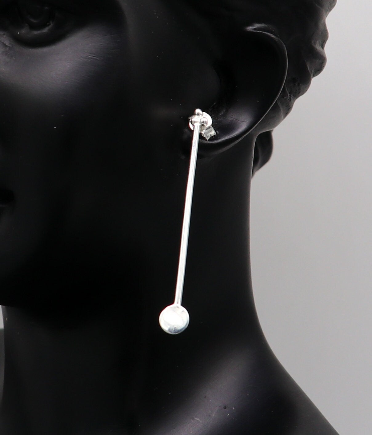 4 cm long pure 925 sterling silver stud earring, fabulous daily use stud new fancy jewelry India, best gifting light weight stud ear702 - TRIBAL ORNAMENTS