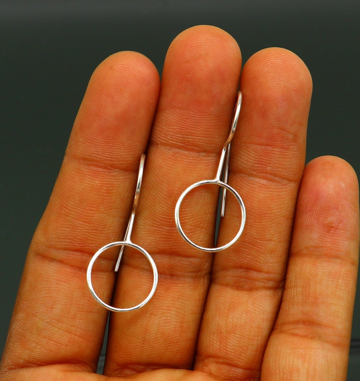 Fabulous 925 sterling silver shiny circle hoops earring, excellent brides collection, best gifting to her earrings from India ear708 - TRIBAL ORNAMENTS