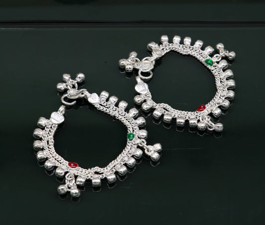 5.5" inches long customized anklets for new born baby anklets, best unisex kids foot bracelet charm anklets bracelet from India ank284 - TRIBAL ORNAMENTS