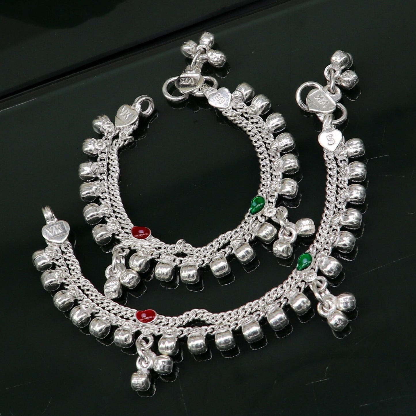 5.5" inches long customized anklets for new born baby anklets, best unisex kids foot bracelet charm anklets bracelet from India ank284 - TRIBAL ORNAMENTS