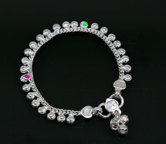 5.5" long handmade customized waved design single chain fabulous noisy anklets for baby or kids personalized gift foot bracelet ank294 - TRIBAL ORNAMENTS