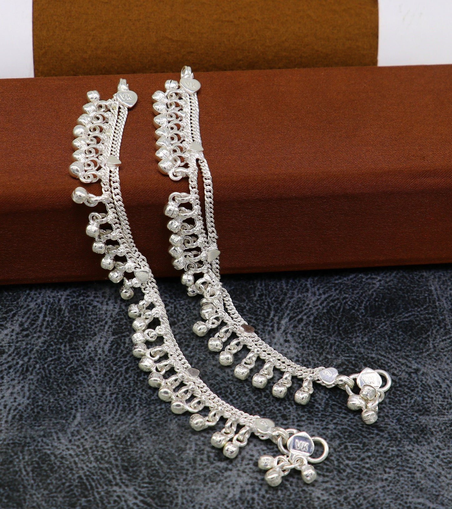 5.5" inches Sterling silver handmade amazing silver chain ankle bracelet new born baby anklet noisy sound bells charm anklets jewelry ank300 - TRIBAL ORNAMENTS