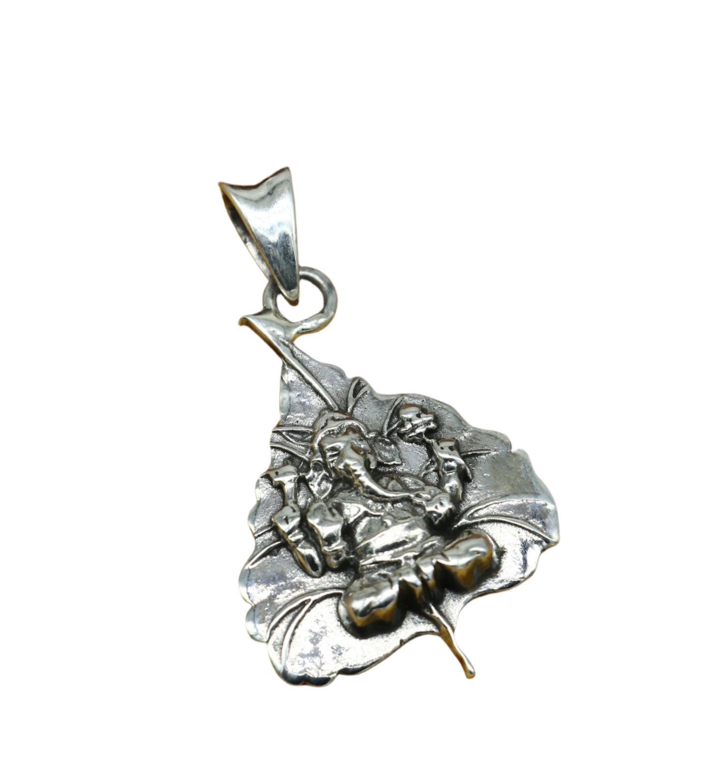 925 sterling silver customize vintage antique style Lord Ganesha Pendant, amazing leaf design stunning pendant unisex gifting jewelry ssp566 - TRIBAL ORNAMENTS
