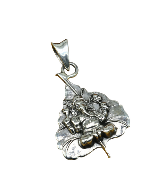 925 sterling silver customize vintage antique style Lord Ganesha Pendant, amazing leaf design stunning pendant unisex gifting jewelry ssp566 - TRIBAL ORNAMENTS