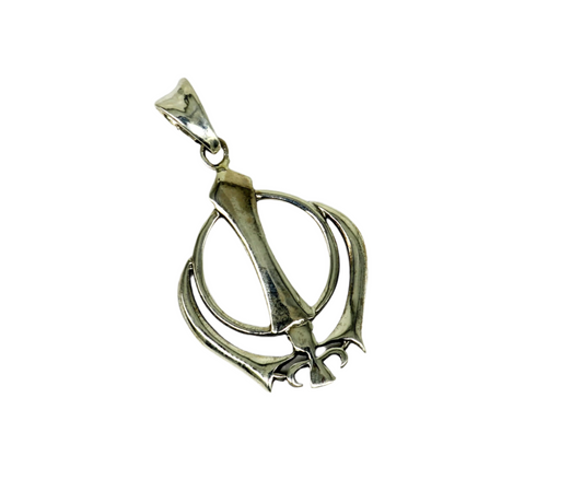 925 sterling silver customized design khalsa Waheguru symbol pendant, sikha Sardar logo pendant, best blessing pendant from india ssp436 - TRIBAL ORNAMENTS