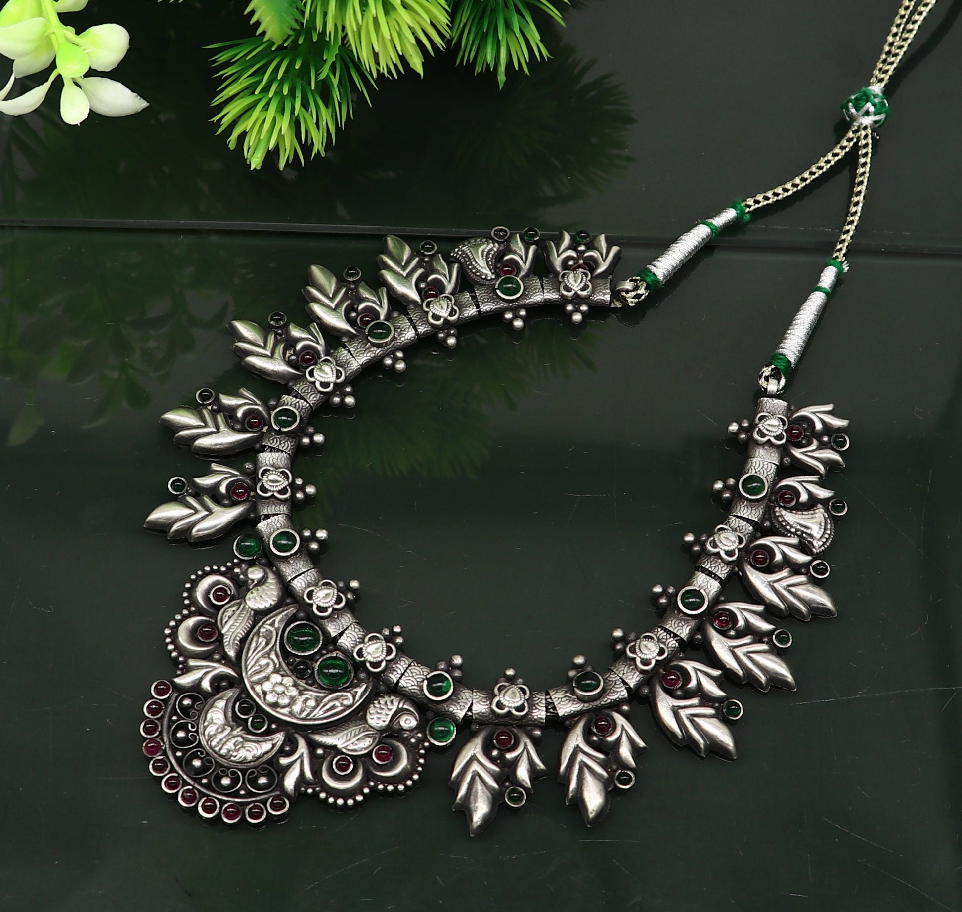 925 sterling silver handmade gorgeous vintage stylish designer necklace, wedding brides ustomized belly dance Guttapusalu necklace set236 - TRIBAL ORNAMENTS
