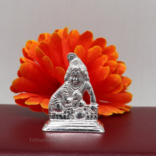 Sterling silver handmade design Indian Idols Lord krishna Laddu Gopala statue figurine, puja articles decorative gift diwali puja art44 - TRIBAL ORNAMENTS