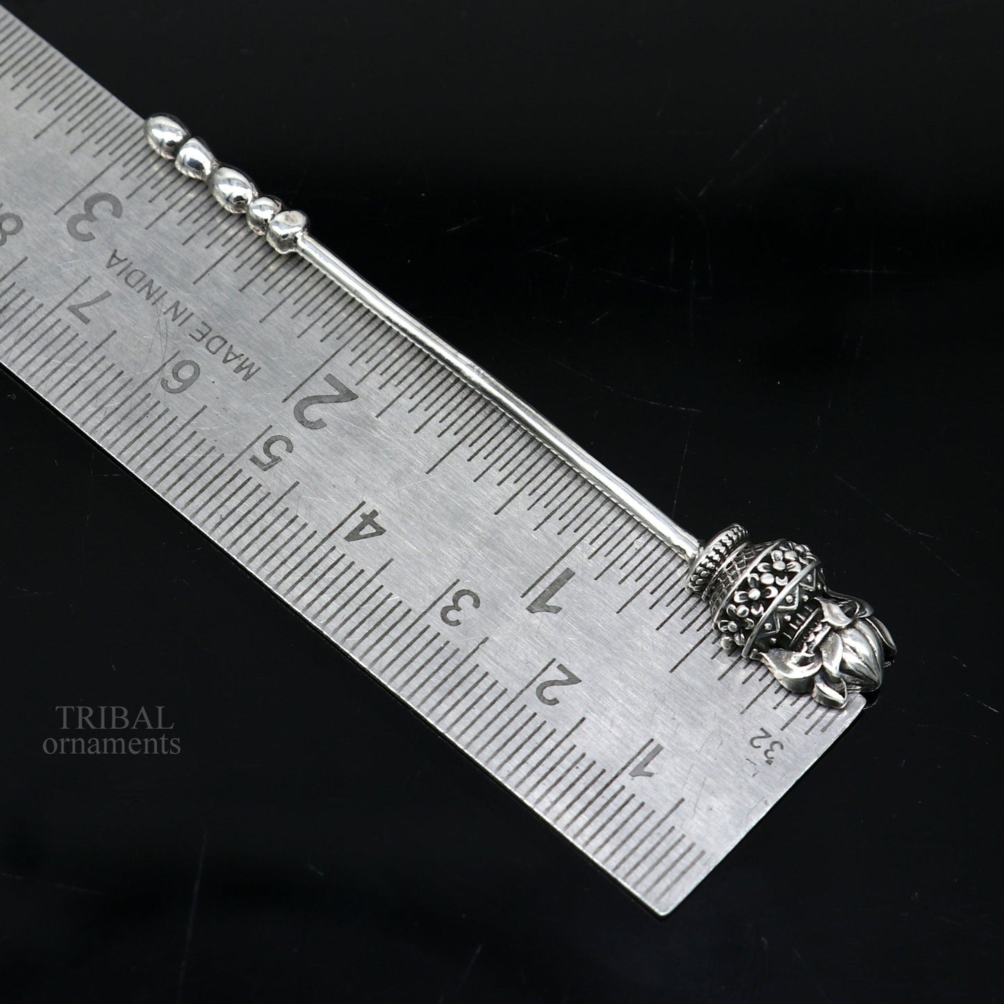 3" inches long handmade solid 925 sterling silver kumkum sticks, eyeliner stick, kajal stick, surma stick, brides vintage style gift su656 - TRIBAL ORNAMENTS