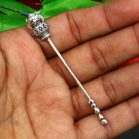 3" inches long handmade solid 925 sterling silver kumkum sticks, eyeliner stick, kajal stick, surma stick, brides vintage style gift su656 - TRIBAL ORNAMENTS