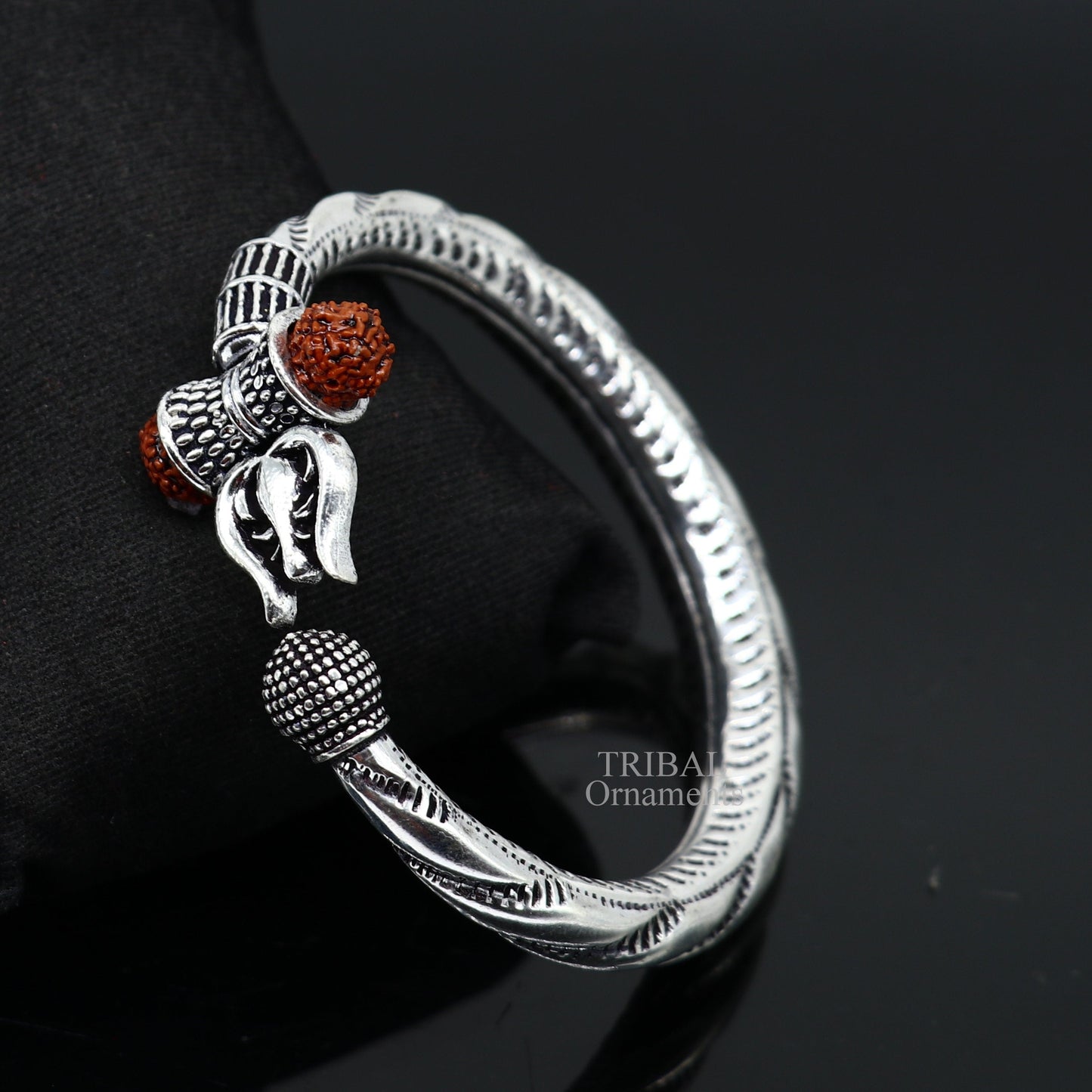 925 sterling silver handmade lord shiva Babubali kada bangle bracelet, best Shiva trident Trishul kada, men's gifting jewelry RNSK473 - TRIBAL ORNAMENTS