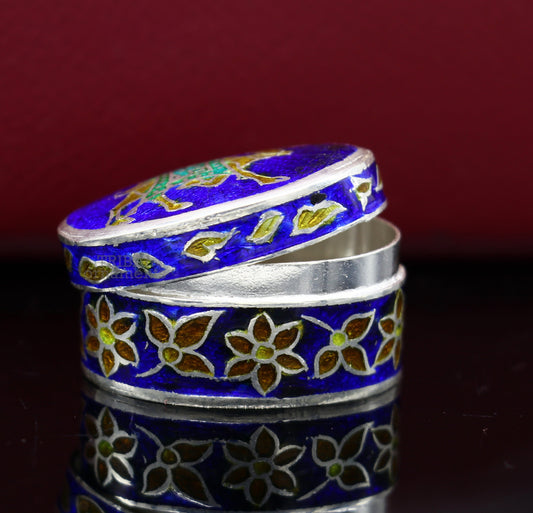 925 sterling silver trinket box, kajal box/casket box bridal oval shape box collection, container box, eyeliner box gifting art stb364 - TRIBAL ORNAMENTS