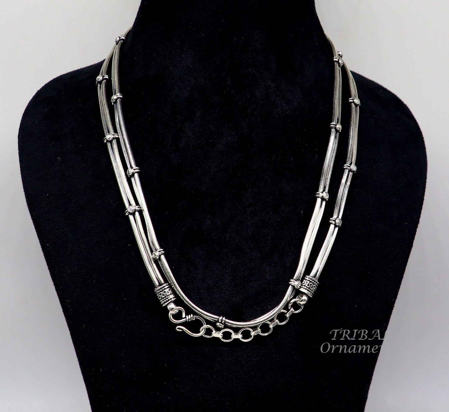 32 to 40 inches 925 Sterling silver adjustable handmade double line snake chain vintage design belly chain, waist chain ,Sari chain wch25 - TRIBAL ORNAMENTS