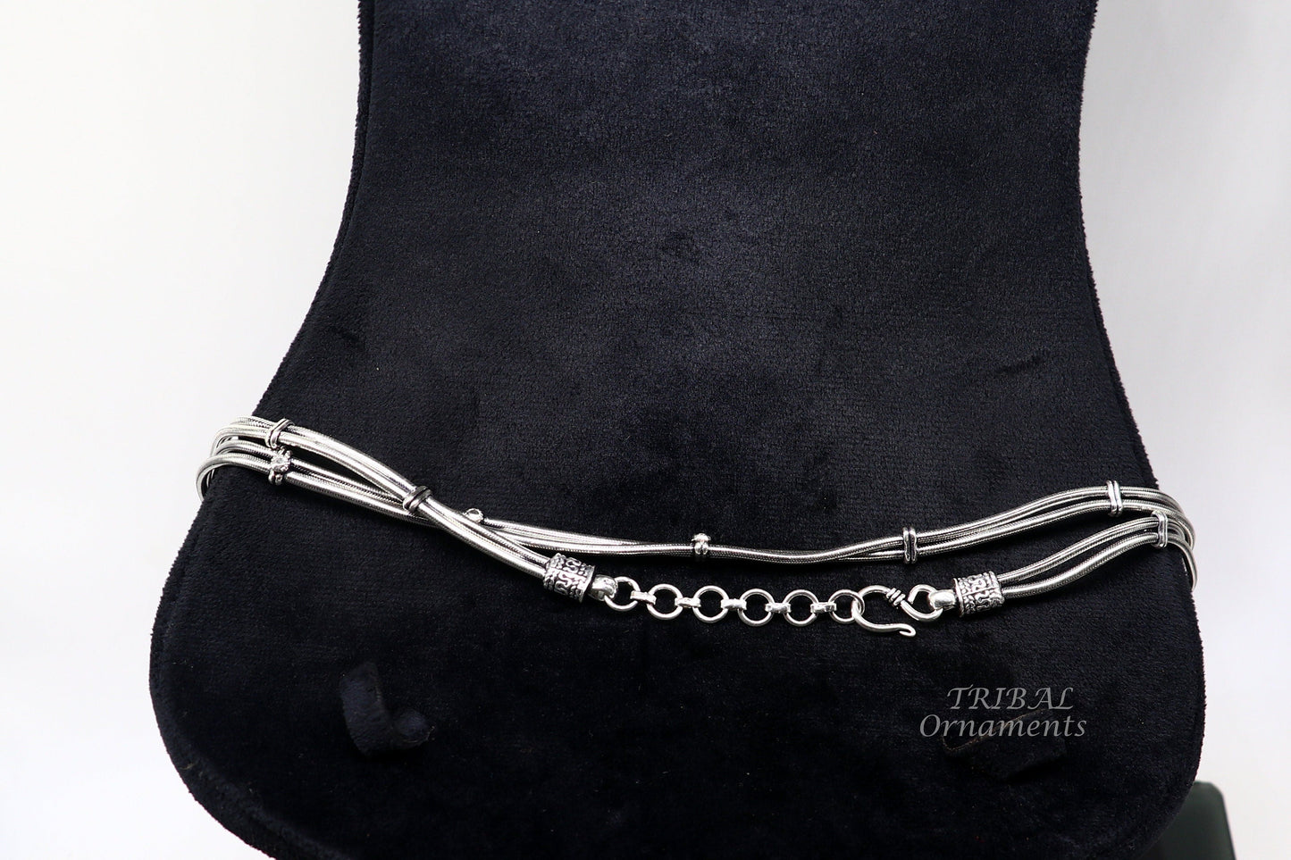 32 to 40 inches 925 Sterling silver adjustable handmade double line snake chain vintage design belly chain, waist chain ,Sari chain wch25 - TRIBAL ORNAMENTS