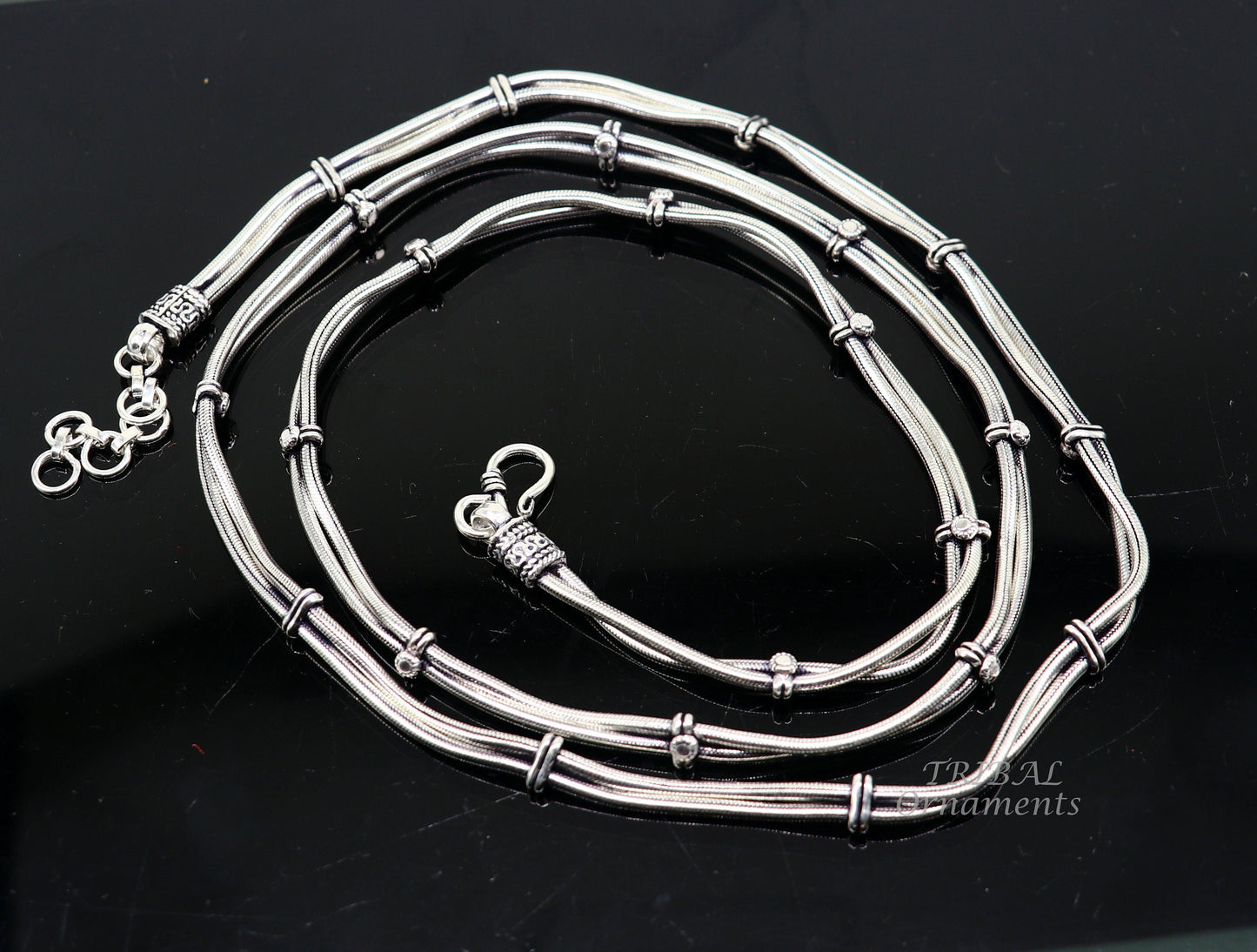32 to 40 inches 925 Sterling silver adjustable handmade double line snake chain vintage design belly chain, waist chain ,Sari chain wch25 - TRIBAL ORNAMENTS