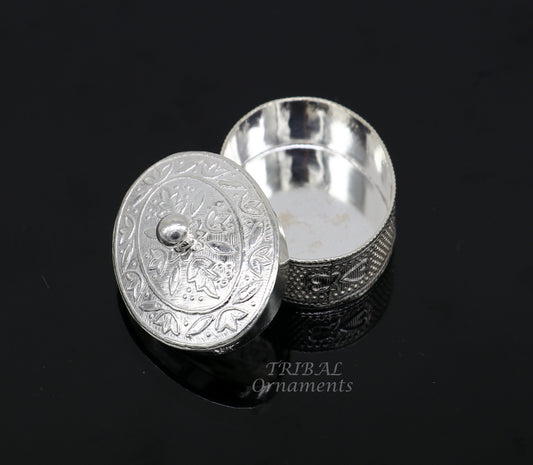 925 sterling silver trinket box, kajal box/casket box bridal polygon shape sindur box collection, container box, eyeliner box gifting stb400 - TRIBAL ORNAMENTS