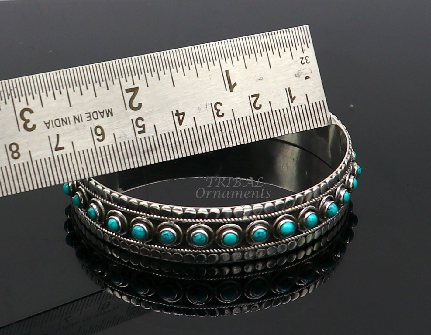 925 sterling silver customized vintage antique design turquoise stone bangle bracelet kada, best gift for brides ethnic jewelry nba337 - TRIBAL ORNAMENTS