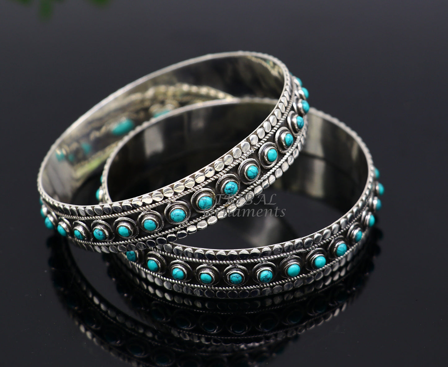 925 sterling silver customized vintage antique design turquoise stone bangle bracelet kada, best gift for brides ethnic jewelry nba337 - TRIBAL ORNAMENTS