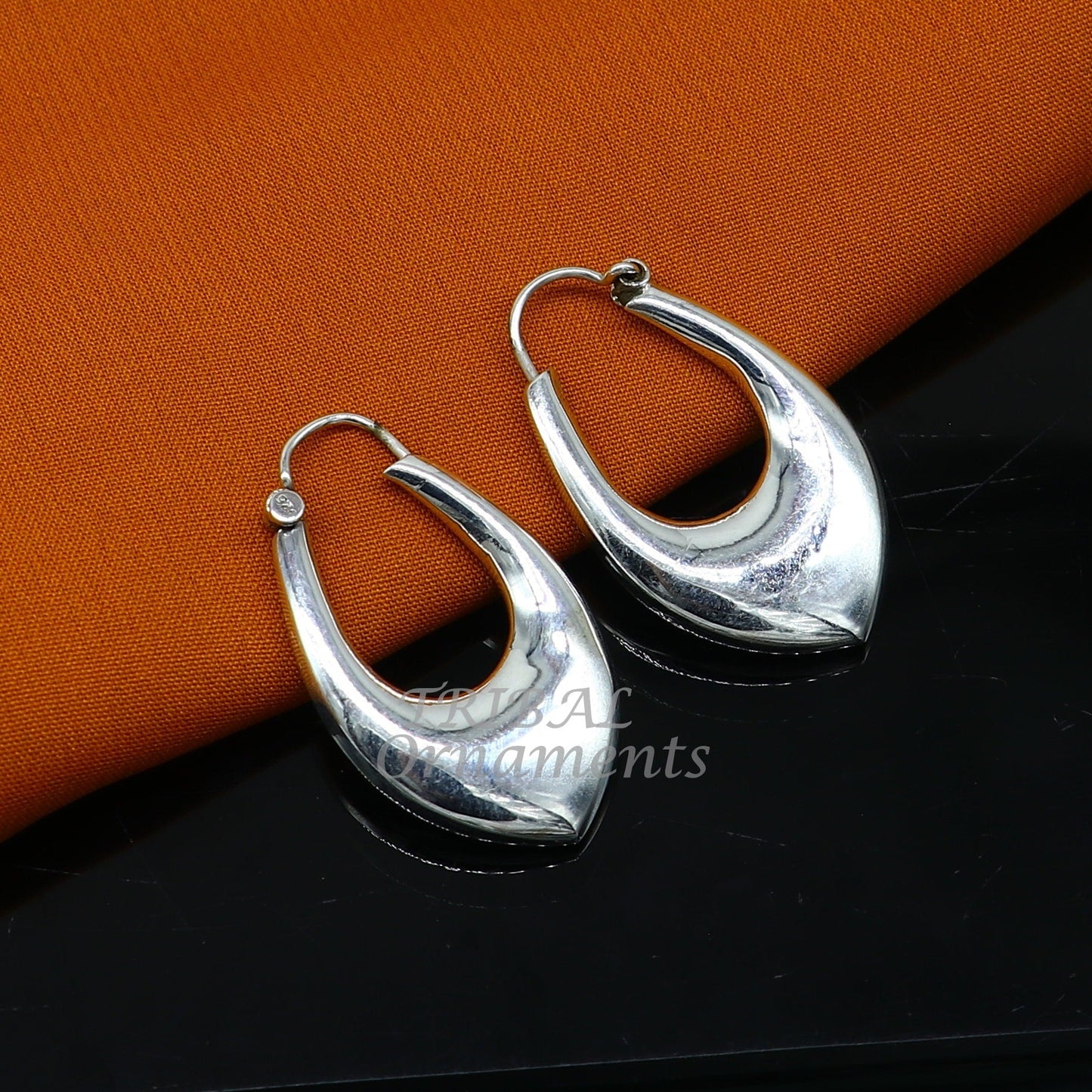 Vintage Design 925 sterling silver fabulous hoops earring, tribal kundal earring from Rajasthan India, best gifting unisex jewelry s1127 - TRIBAL ORNAMENTS