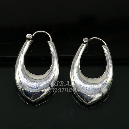 Vintage Design 925 sterling silver fabulous hoops earring, tribal kundal earring from Rajasthan India, best gifting unisex jewelry s1127 - TRIBAL ORNAMENTS