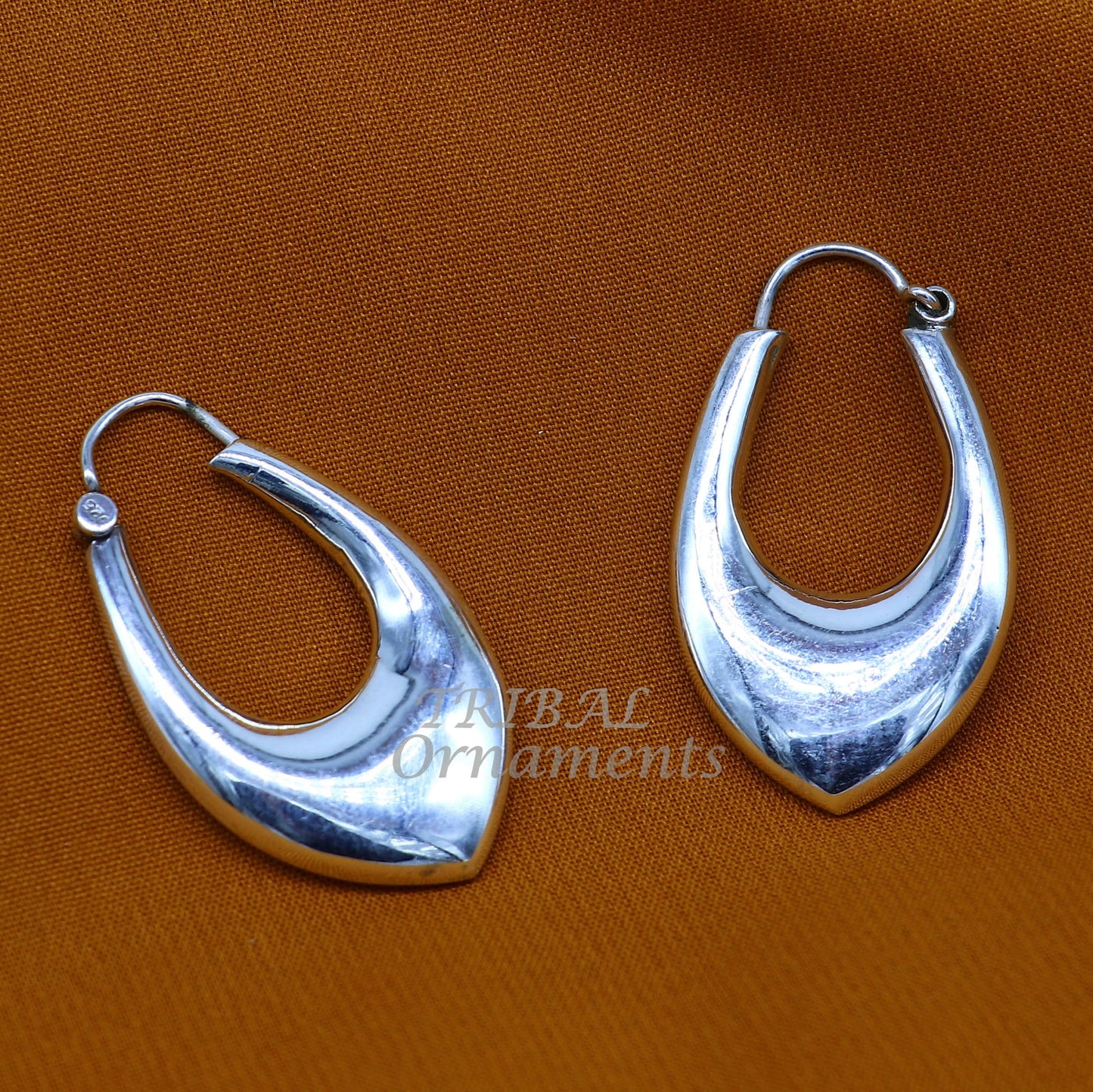 Vintage Design 925 sterling silver fabulous hoops earring, tribal kundal earring from Rajasthan India, best gifting unisex jewelry s1127 - TRIBAL ORNAMENTS